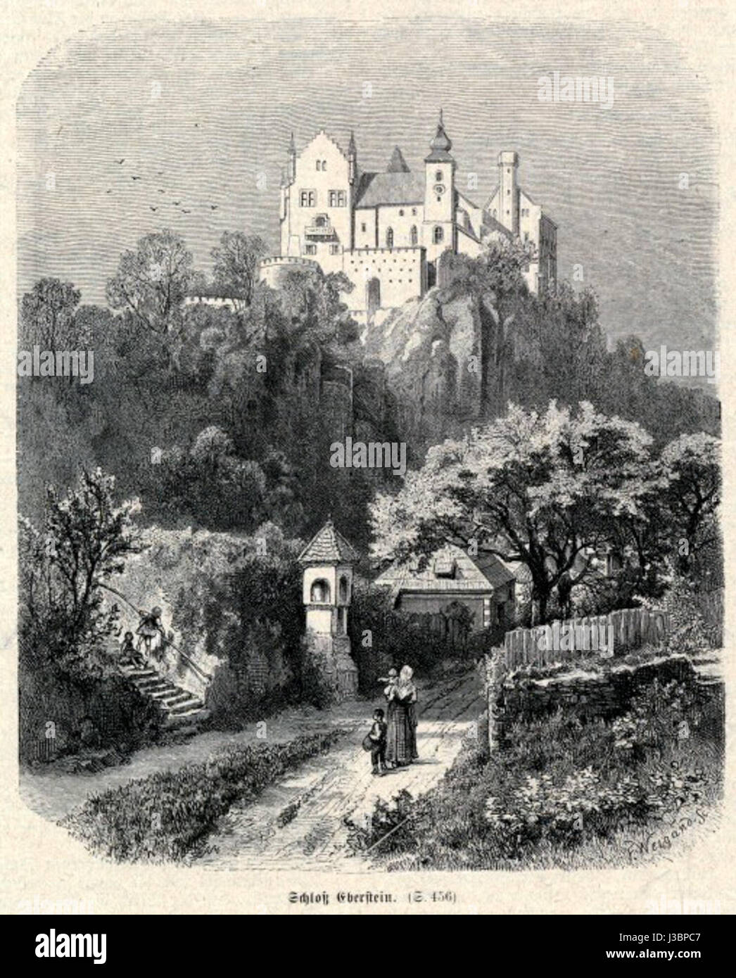 Eberstein 1889 Holzstich Stock Photo
