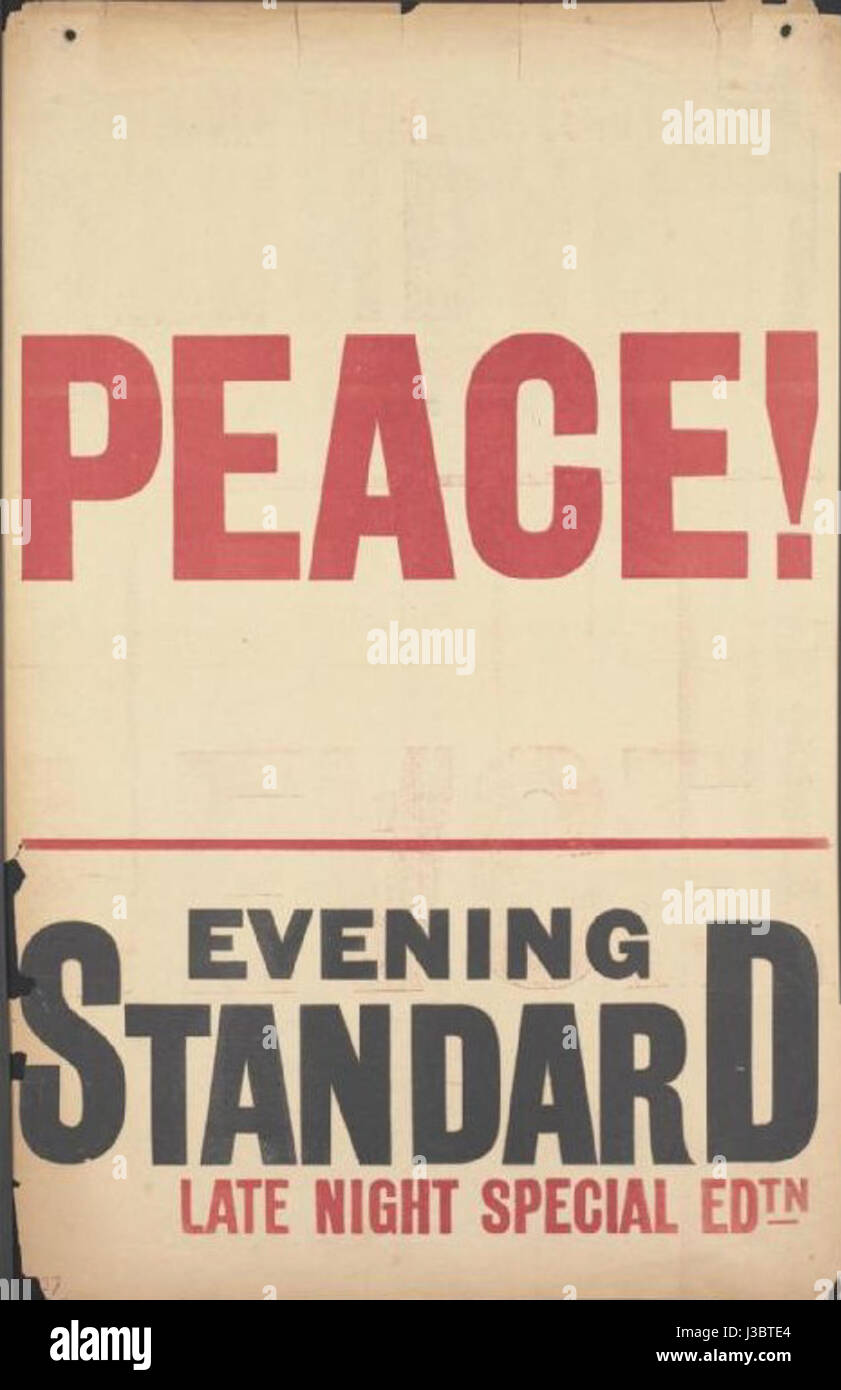 Evening Standard placard Peace 28 June 1919 Stock Photo
