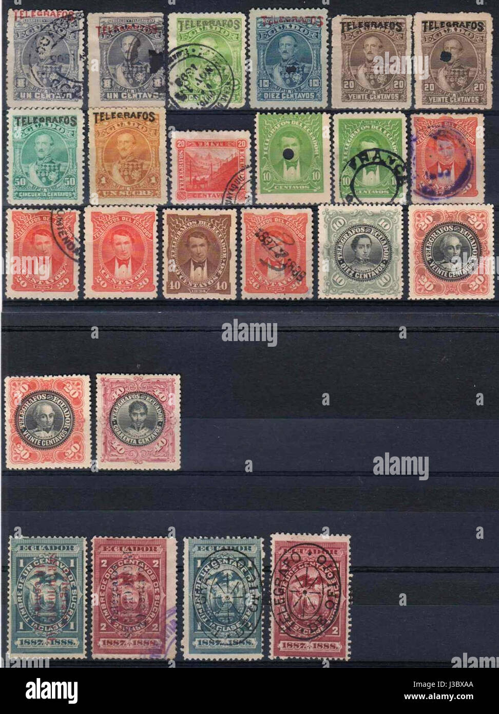 Ecuador telegraph stamps 1900 and earlier Stock Photo Alamy