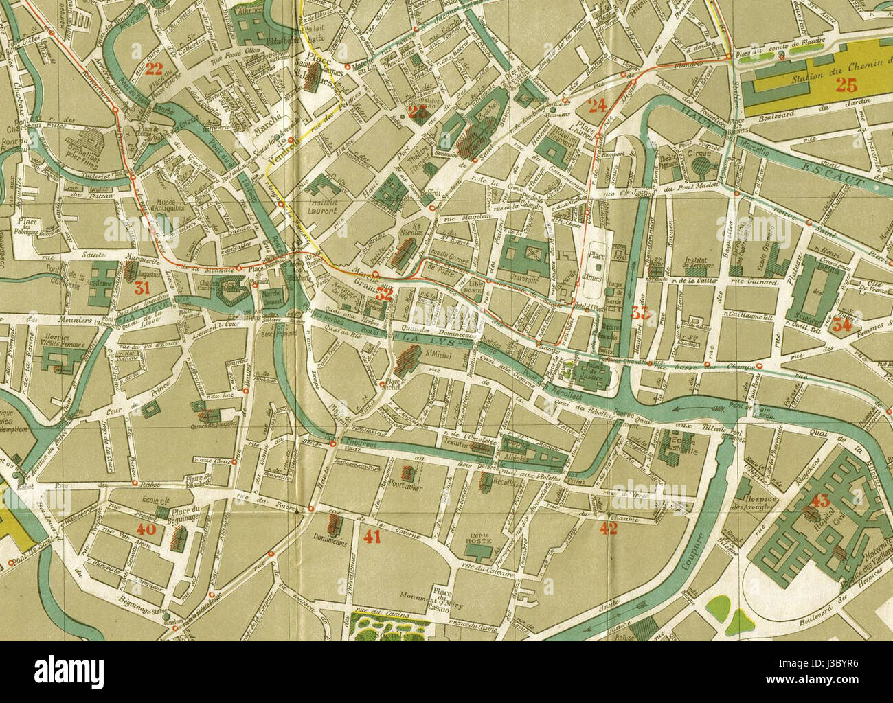 Detail Stadsplan Gent, 1900 Stock Photo - Alamy