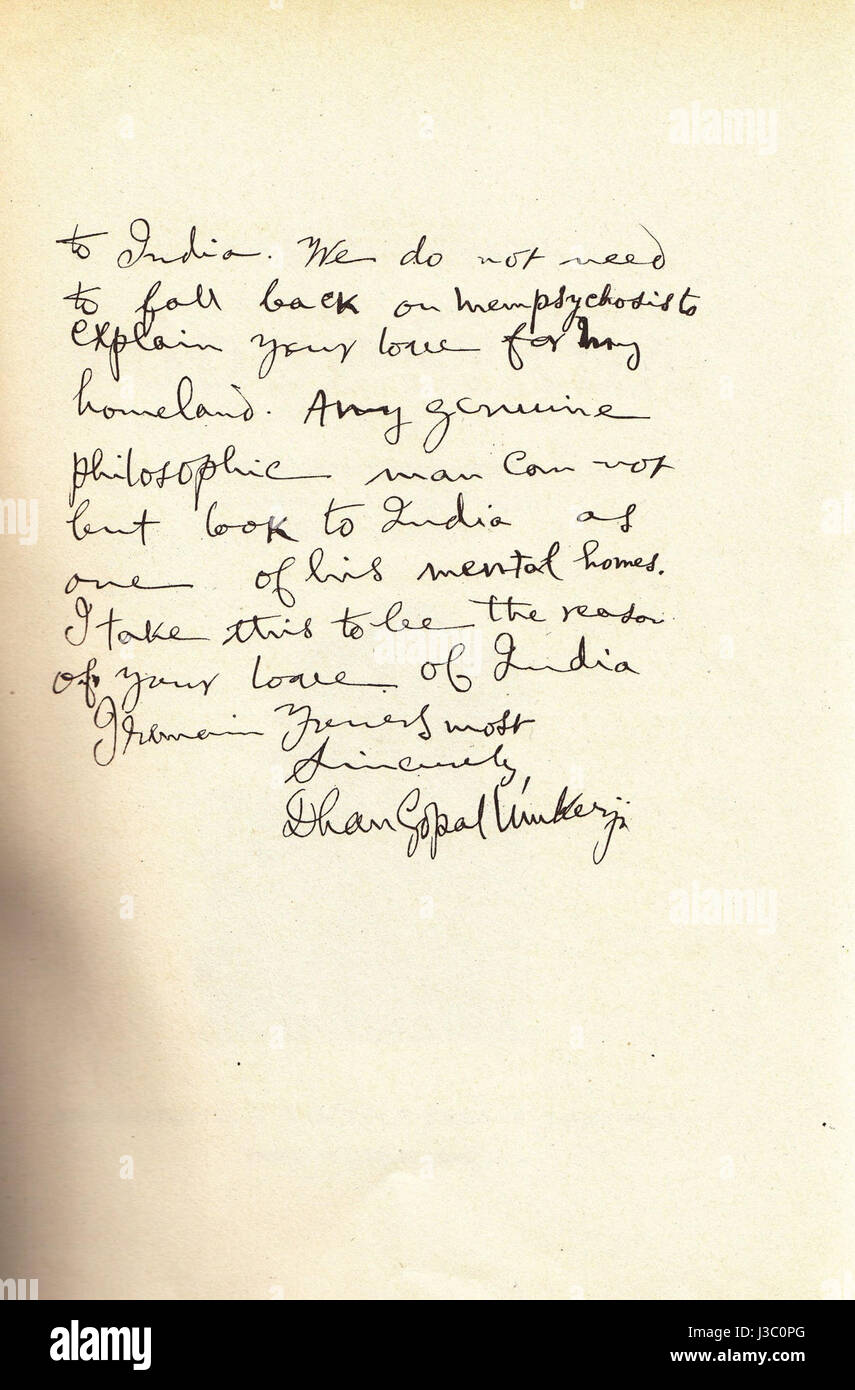 Dhan Gopal Mukerji letter, part 2 Stock Photo