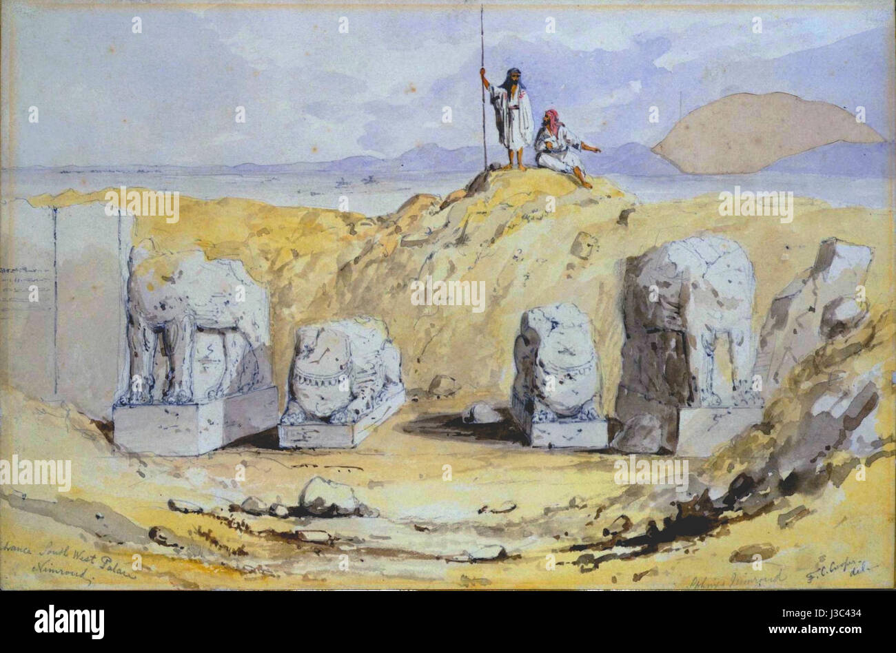 The entrance to the South West Palace at Nimrud, an ancient Assyrian ...