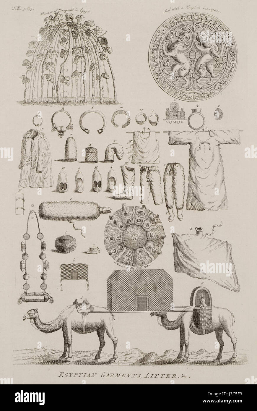 Egyptian garments, litter etc Manner of vineyards in Egypt Seal with a coptic inscription