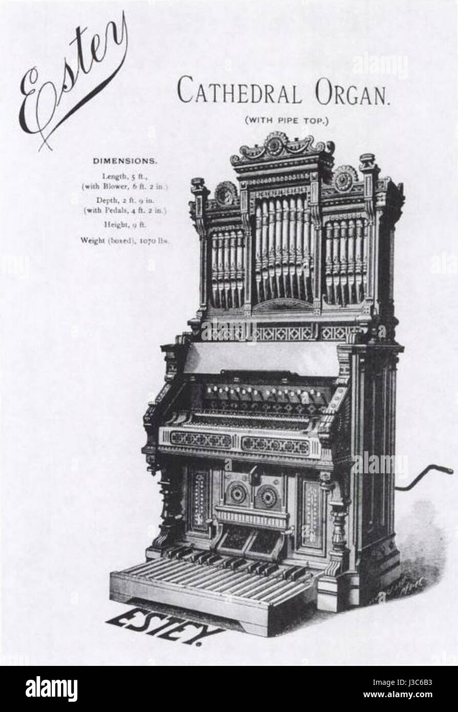 The Estey Cathedral Organ, featured in the 1890 Estey catalogue, is an