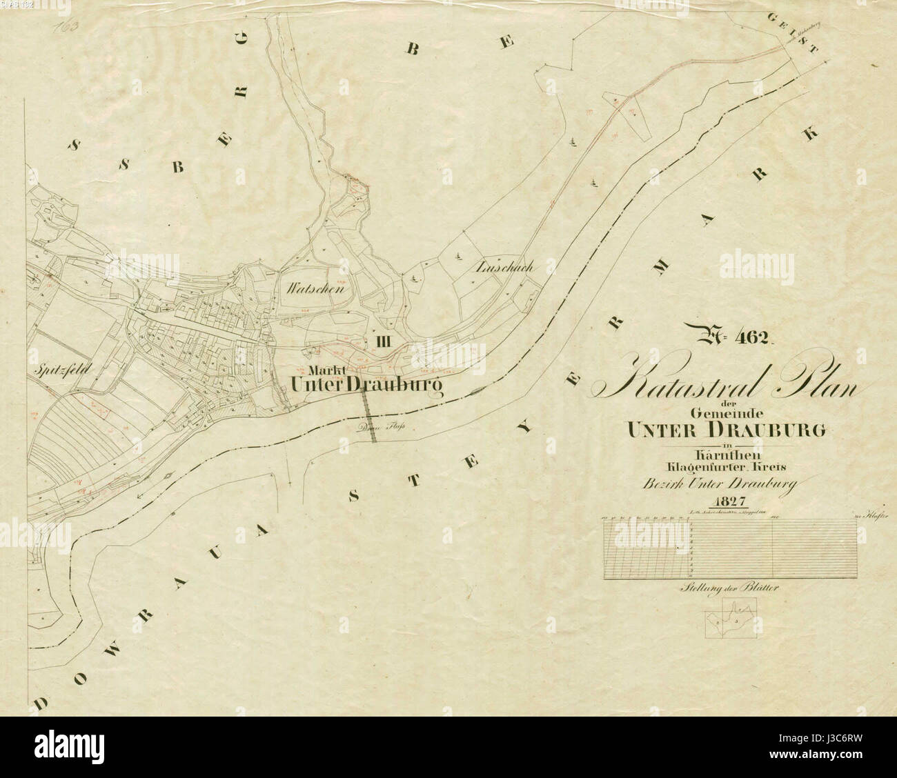 Dravograd   historical cadastral map Stock Photo