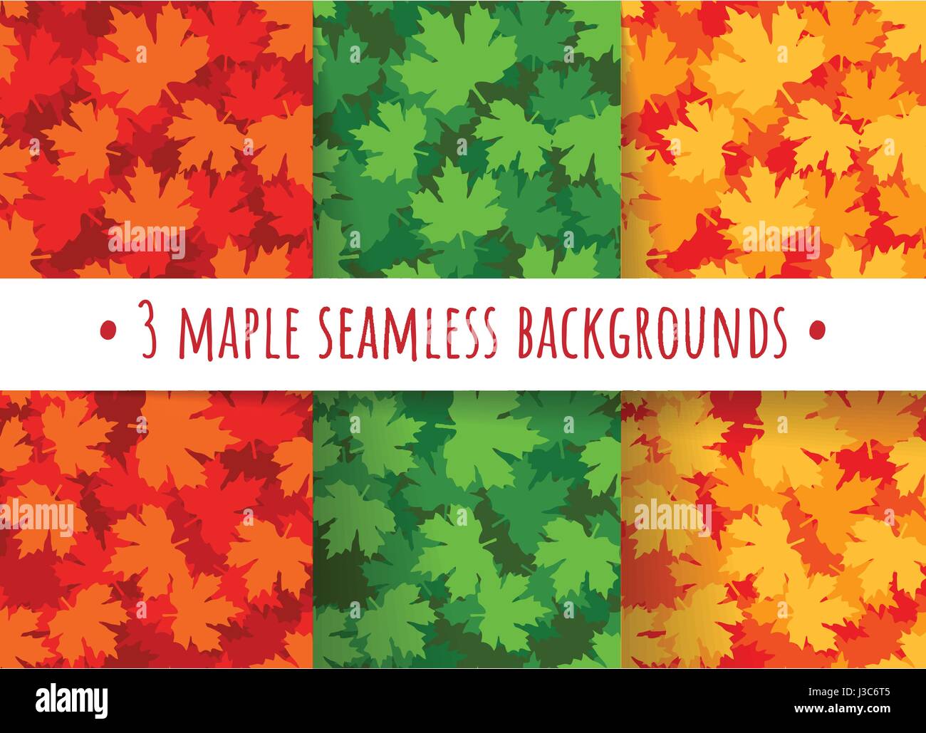 Vector illustration with maple leaves, tileable backgrounds. Suitable ...