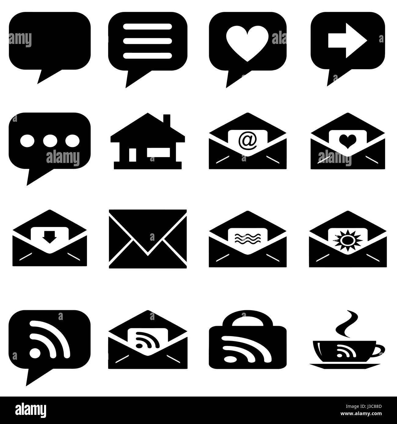 internet icons set - website buttons vector - message icon Stock Vector ...
