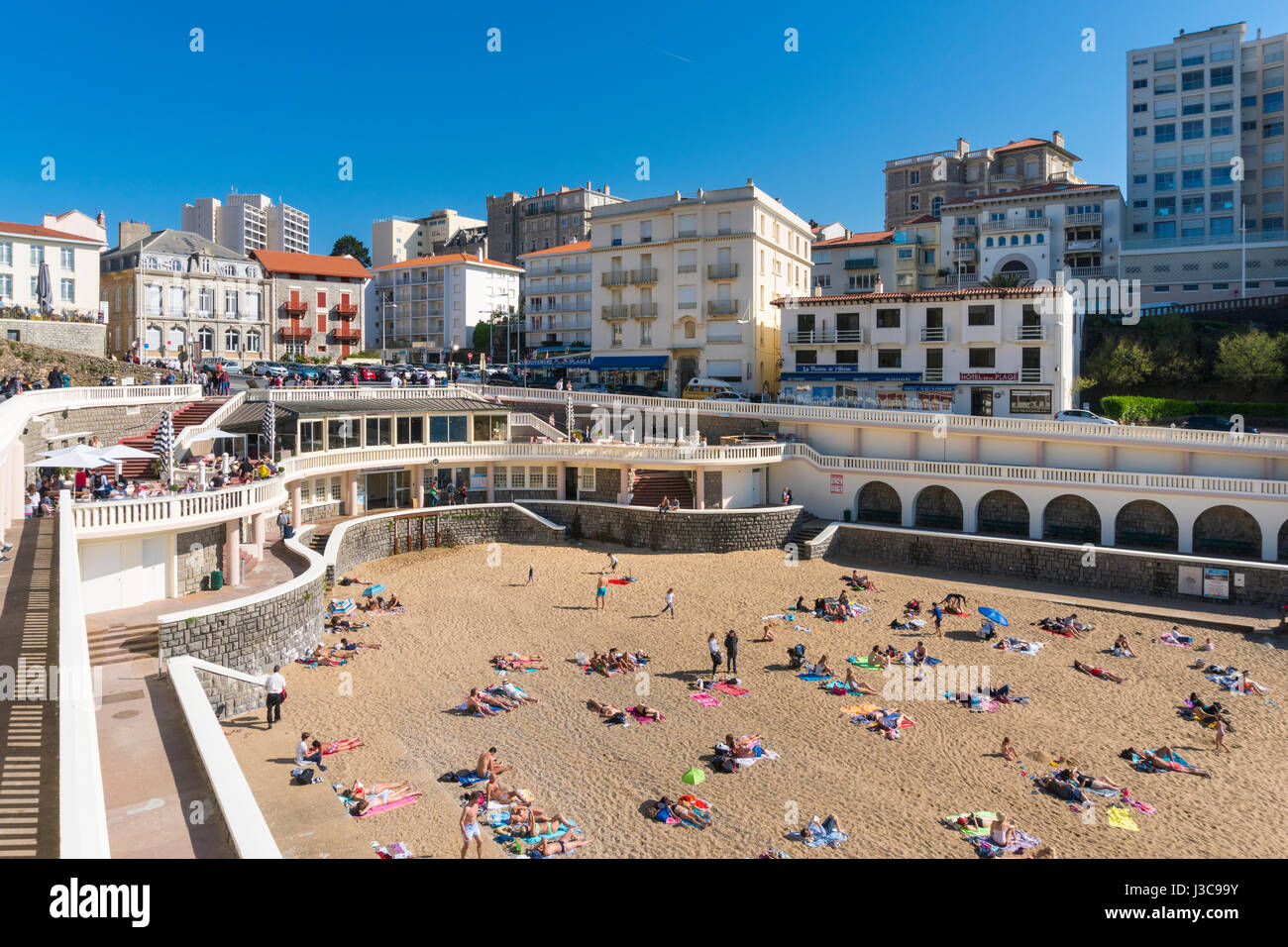 Beach scene in Biarritz Stock Photo