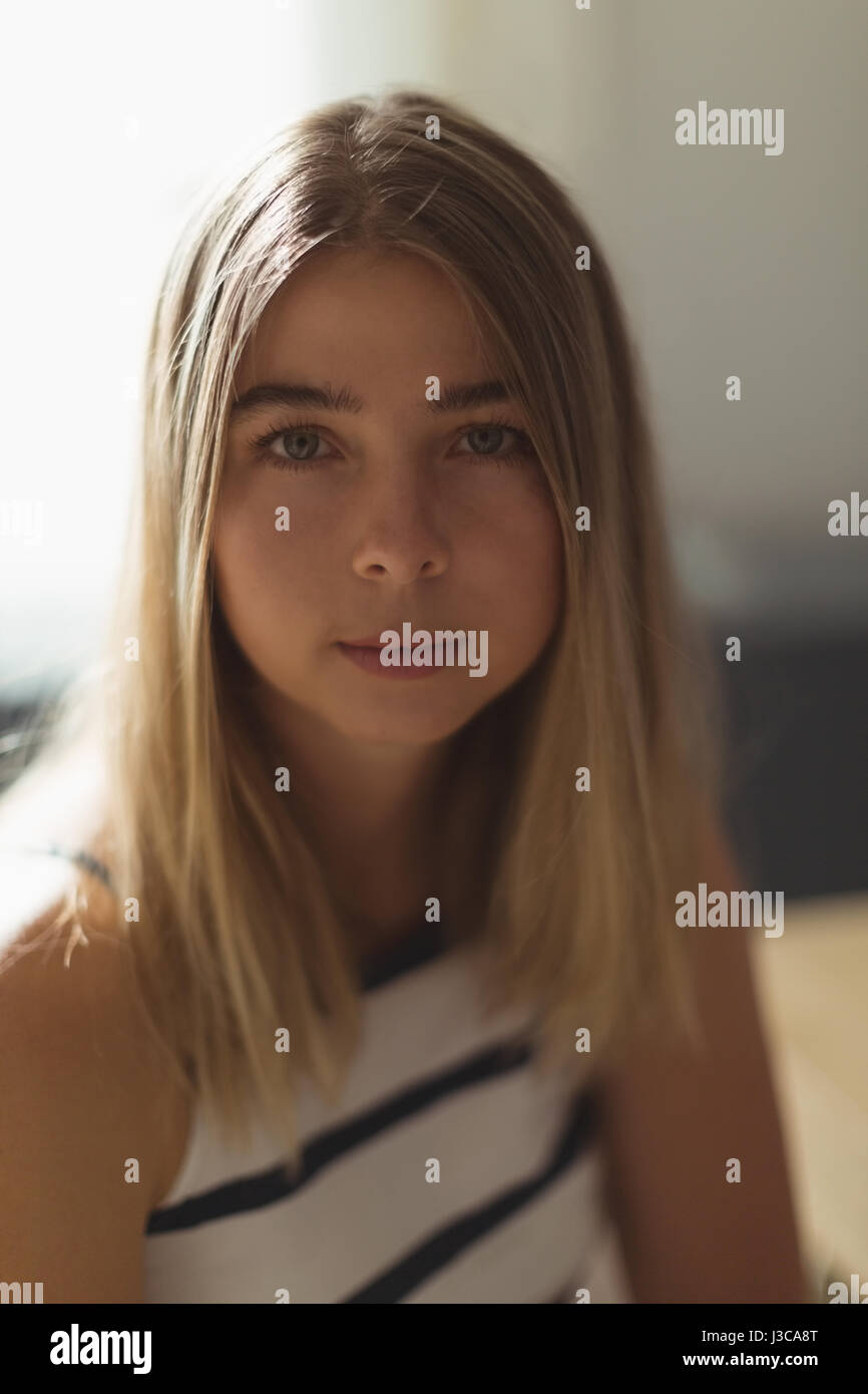Portrait of beautiful woman at home Stock Photo - Alamy