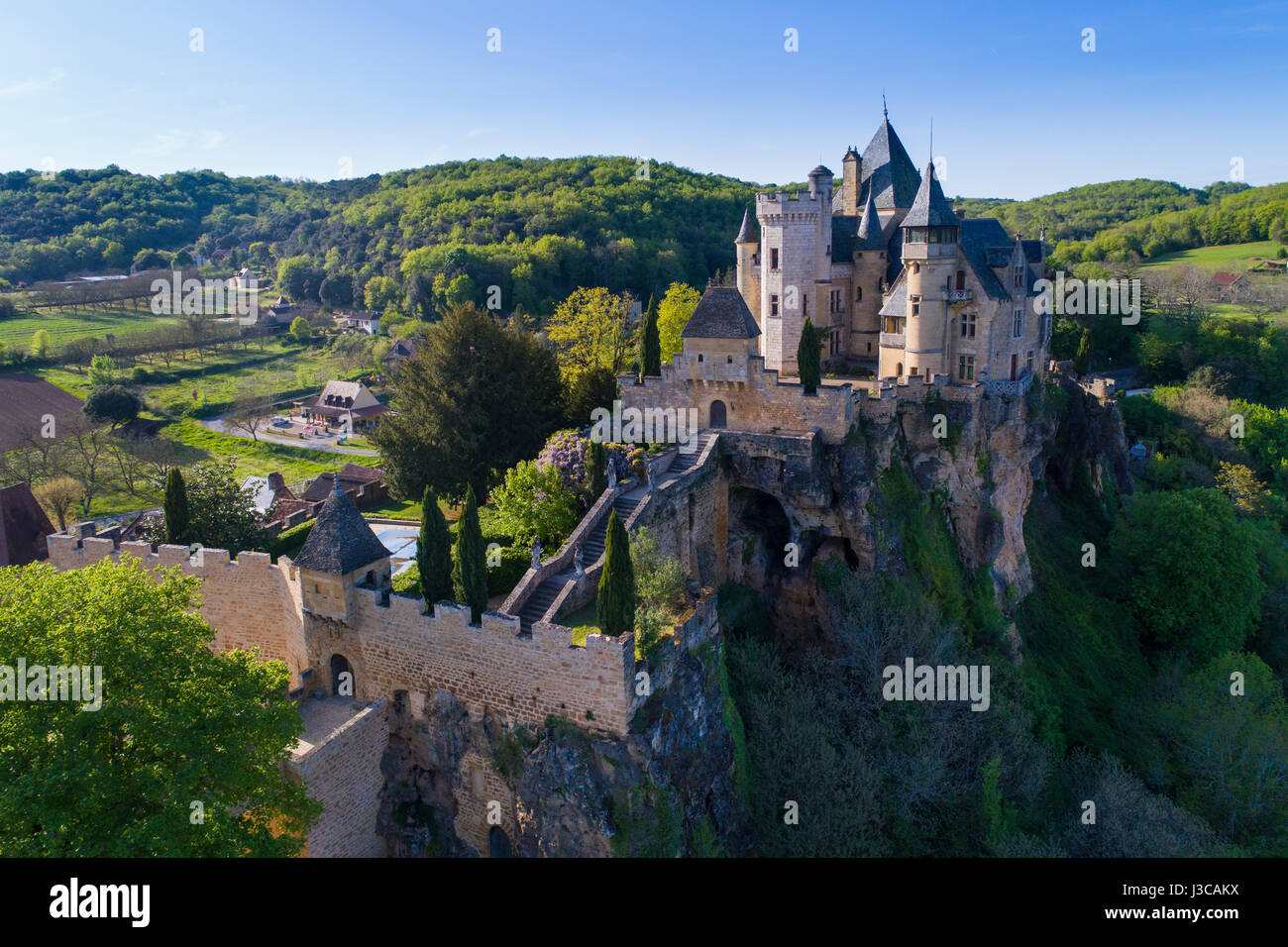Aerial view of Chateau de Montfort, Dordogne, France Stock Photo Alamy