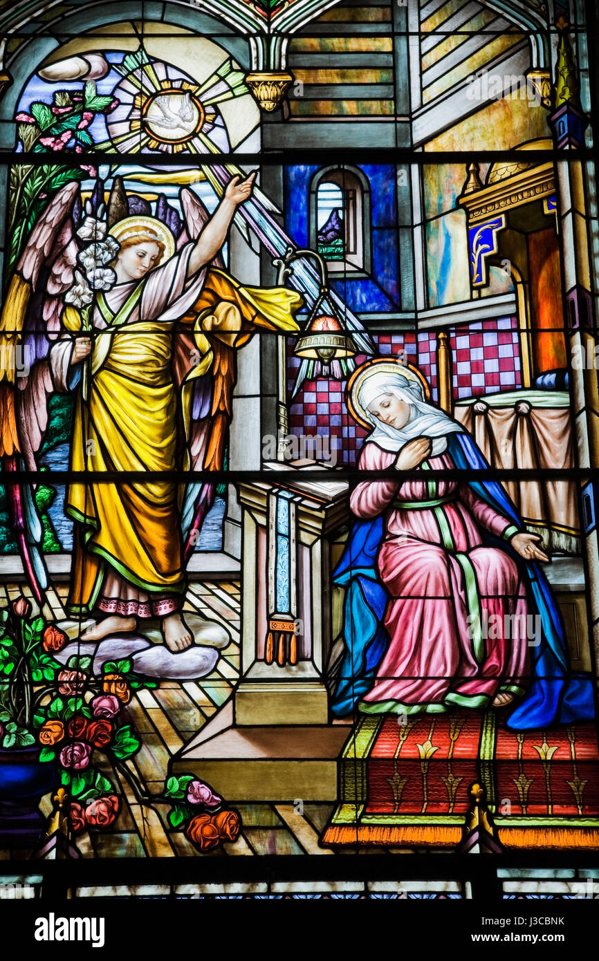 Stained glass window with religious scene, NotreDame Basilica, Ottawa