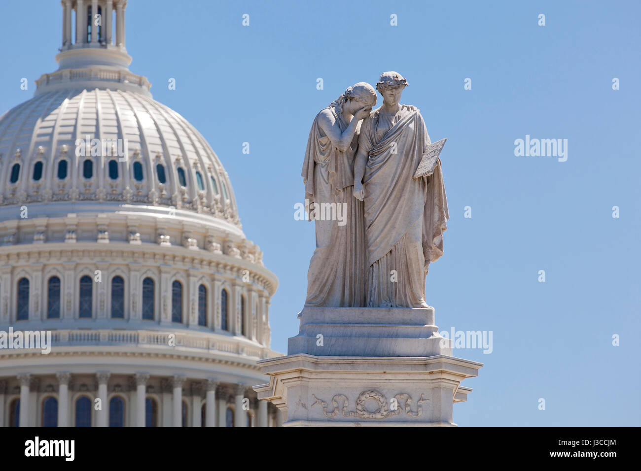 Statue of Grief and History of the Peace Monument at the US Capitol building grounds - Washington, DC USA Stock Photo