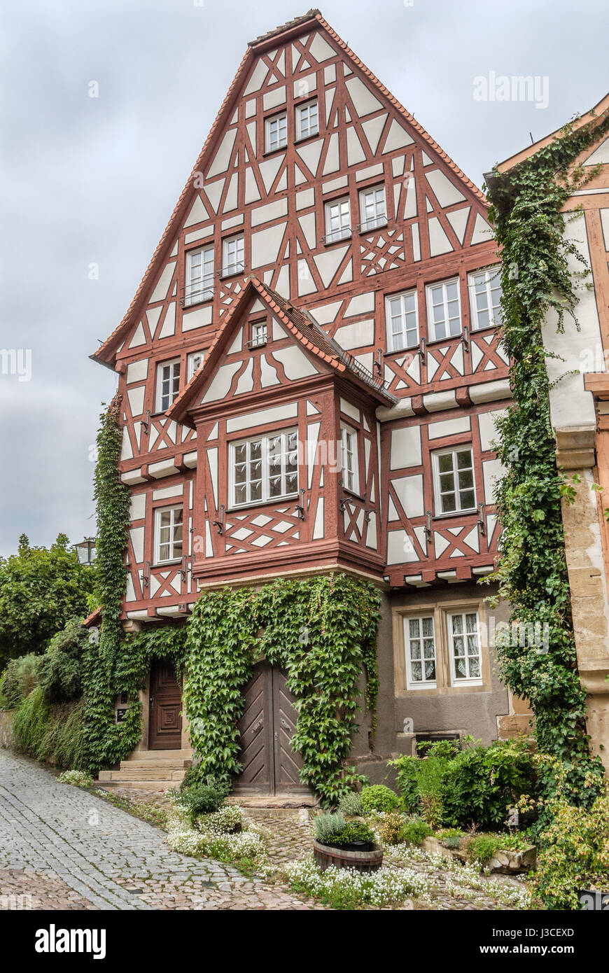 Timber Frame Houses in the medieval Town Bad Wimpfen, Baden Wuerttemberg, Southern Germany Stock Photo