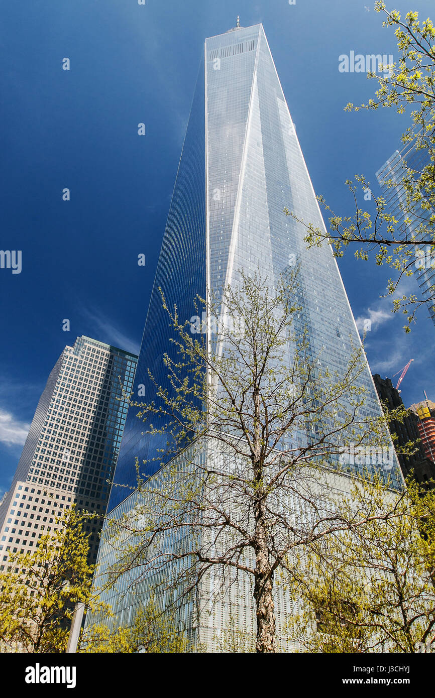View of One World Trade Center otherwise known as Freedom Tower. Stock Photo