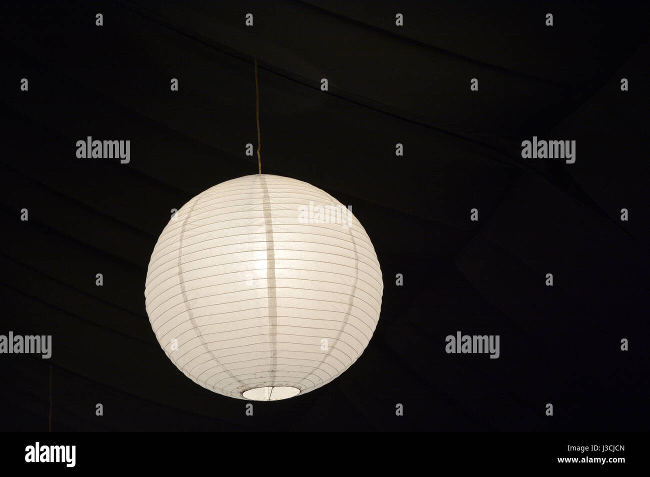 White Paper Lantern Lamp Hang From A Ceiling Asian Background