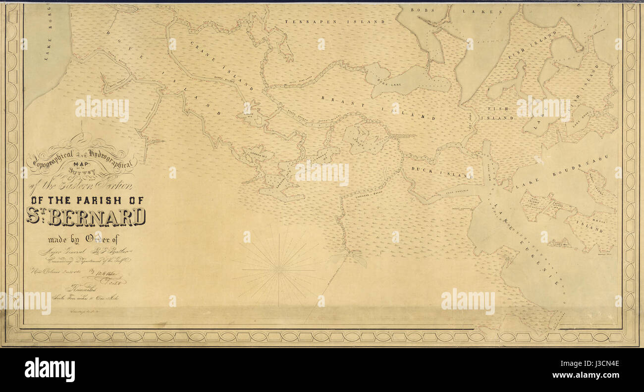 St Bernard Parish Map Eastern St Bernard Parish Map 1862 B Stock Photo - Alamy