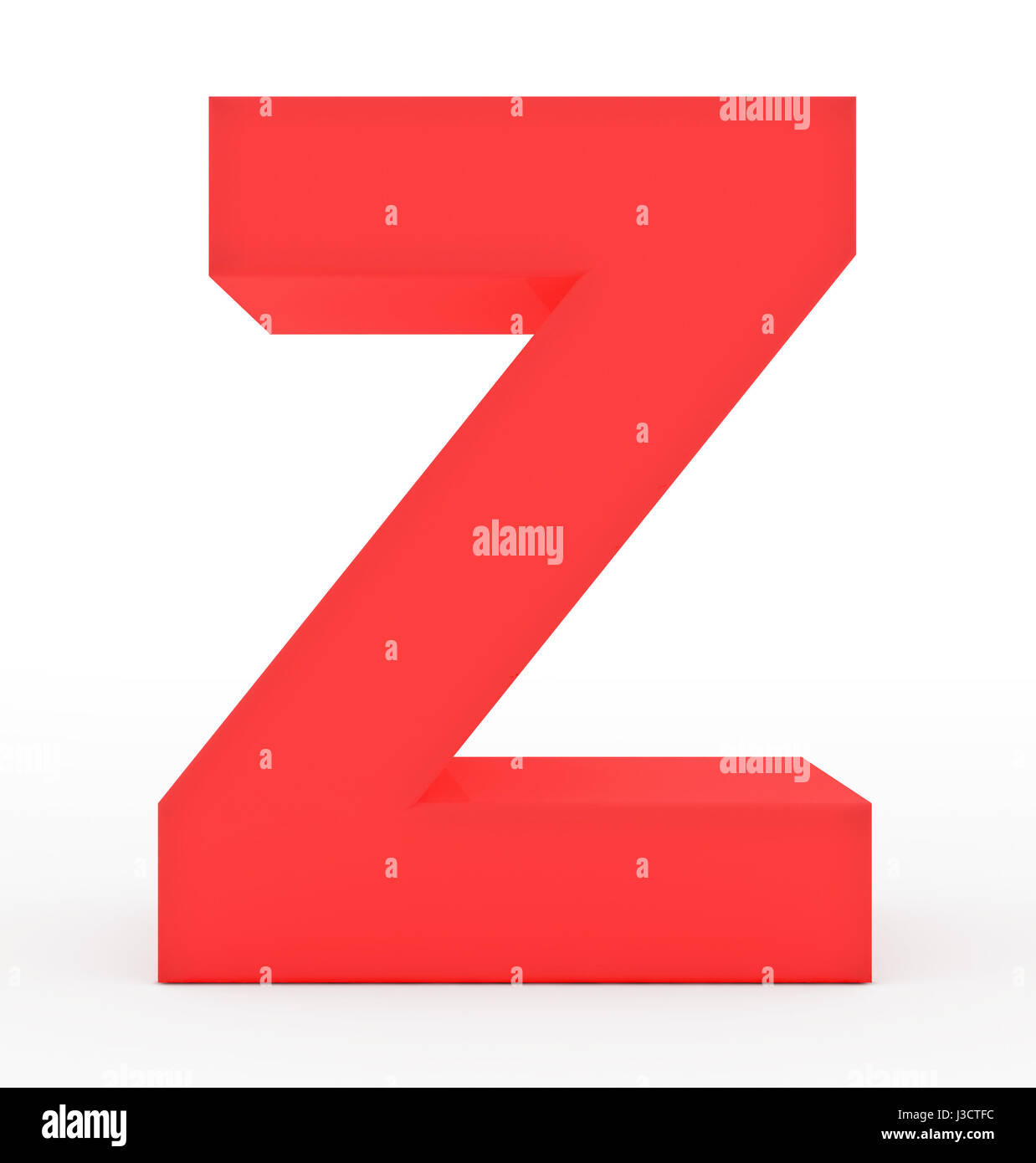 letter Z 3d red isolated on white - 3d rendering Stock Photo