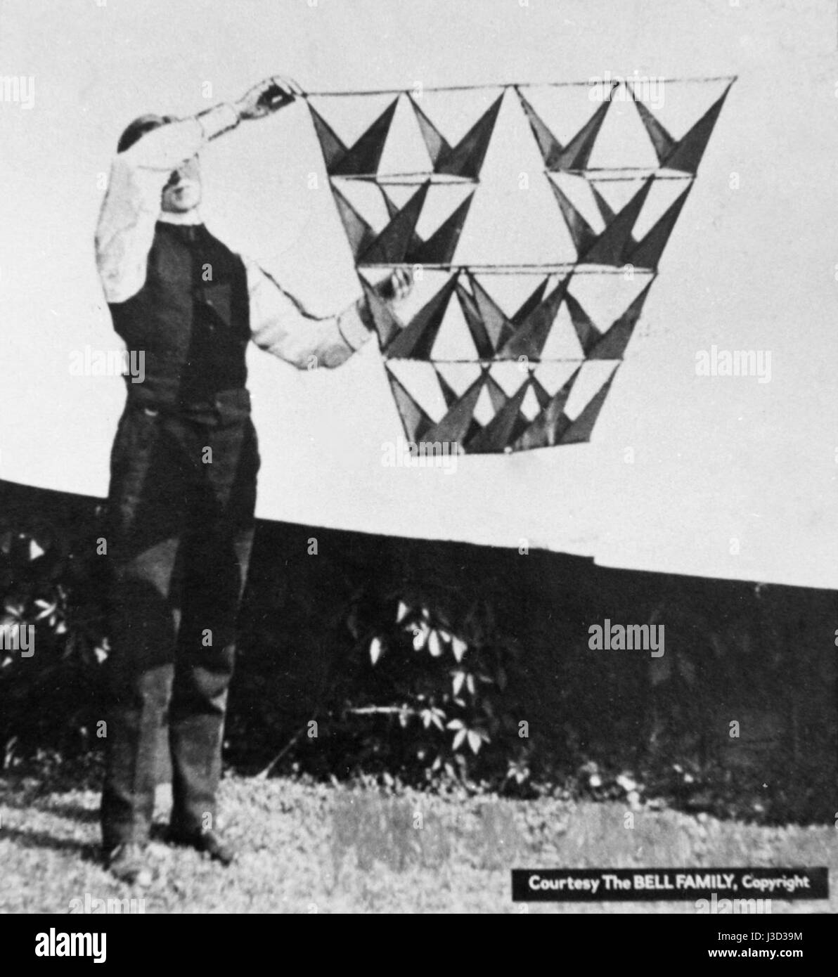 Early design of a Tetrahedron kite cell, by Alexander Graham Bell Stock Photo