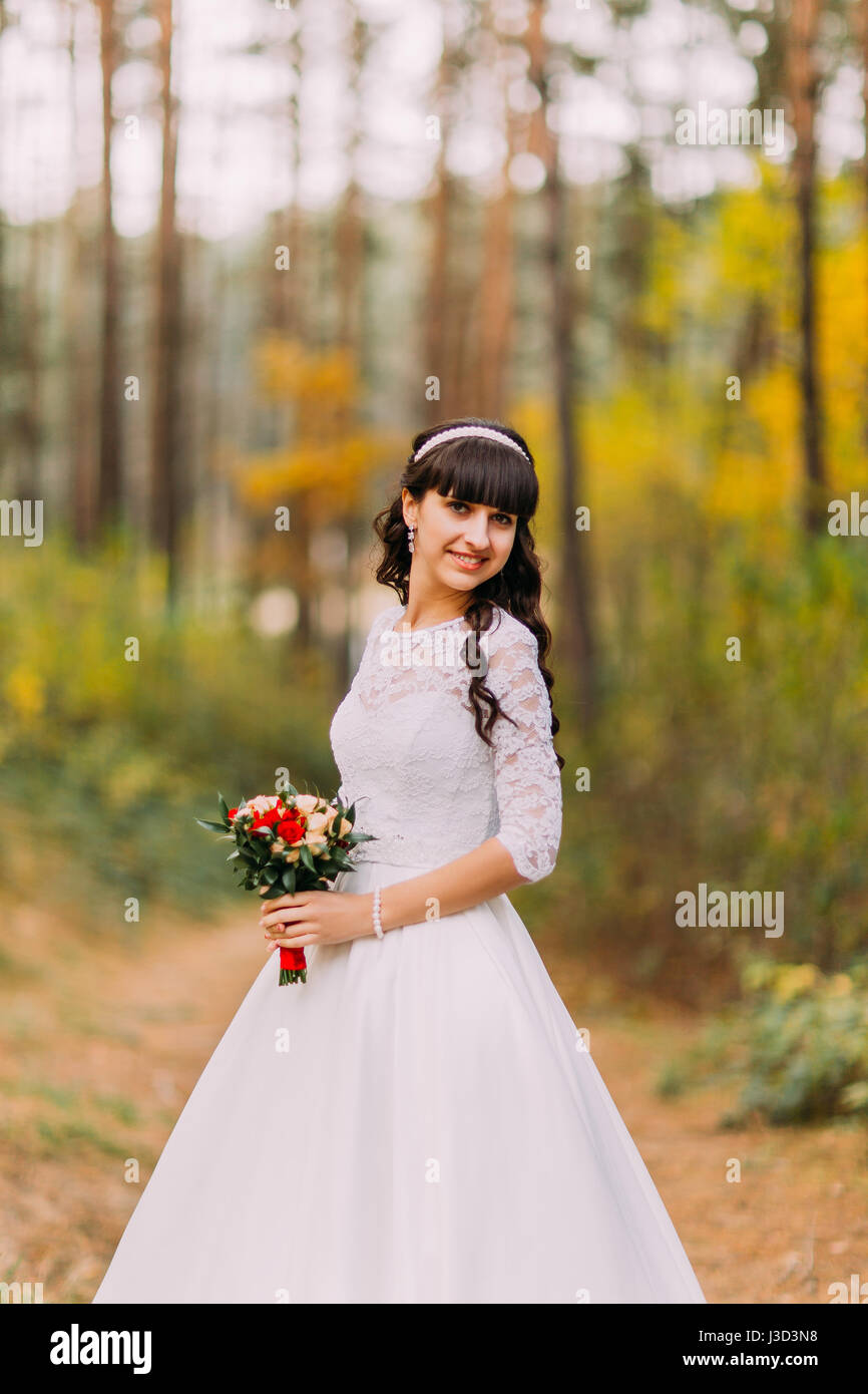 Beautiful innocent young brunette bride 
