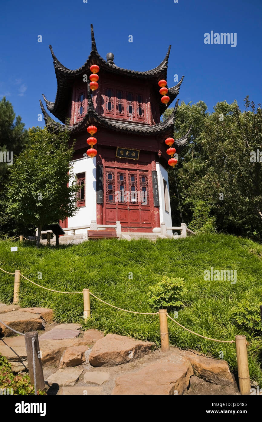The Tower of Condensing Clouds pavilion in the Chinese Garden in summer