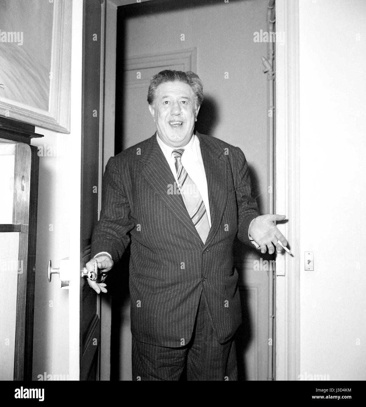 Swiss actor Michel Simon at home in Noisy-le-Grand, c.1958. Stock Photo