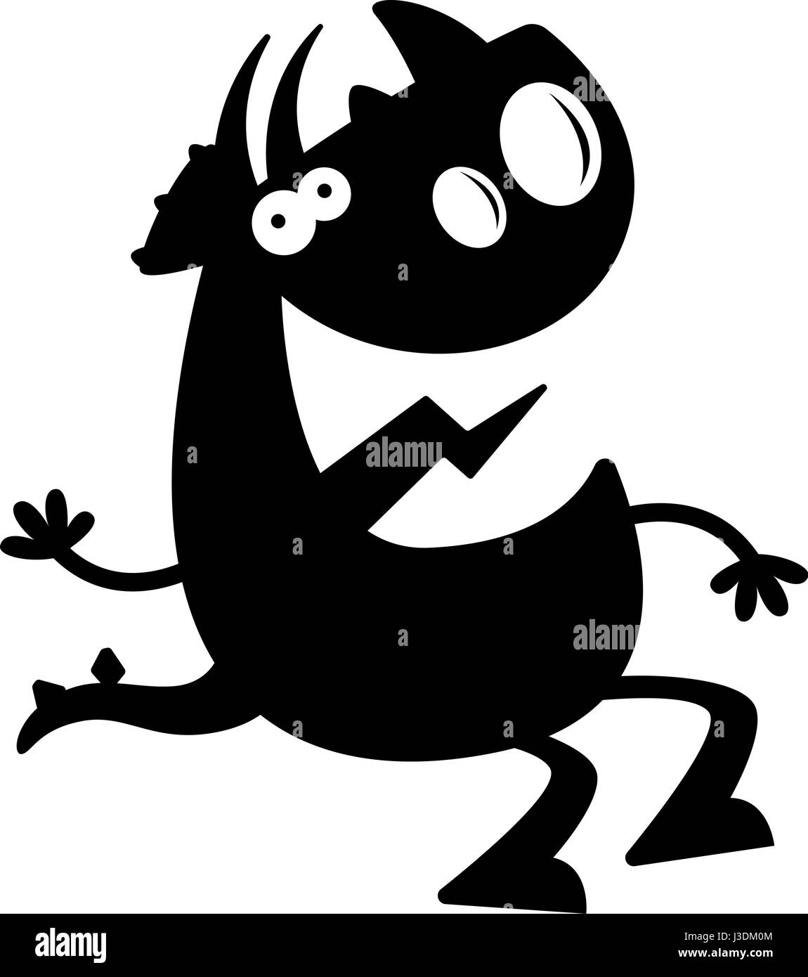 A cartoon silhouette of a triceratops dinosaur sitting and waving. Stock Vector