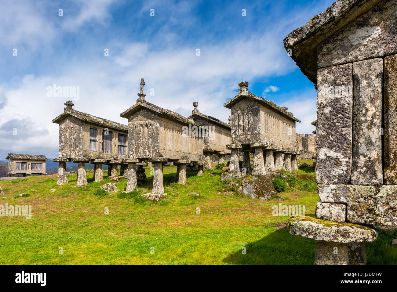 18th Century Granaries in Lindoso Portugal Stock Photo