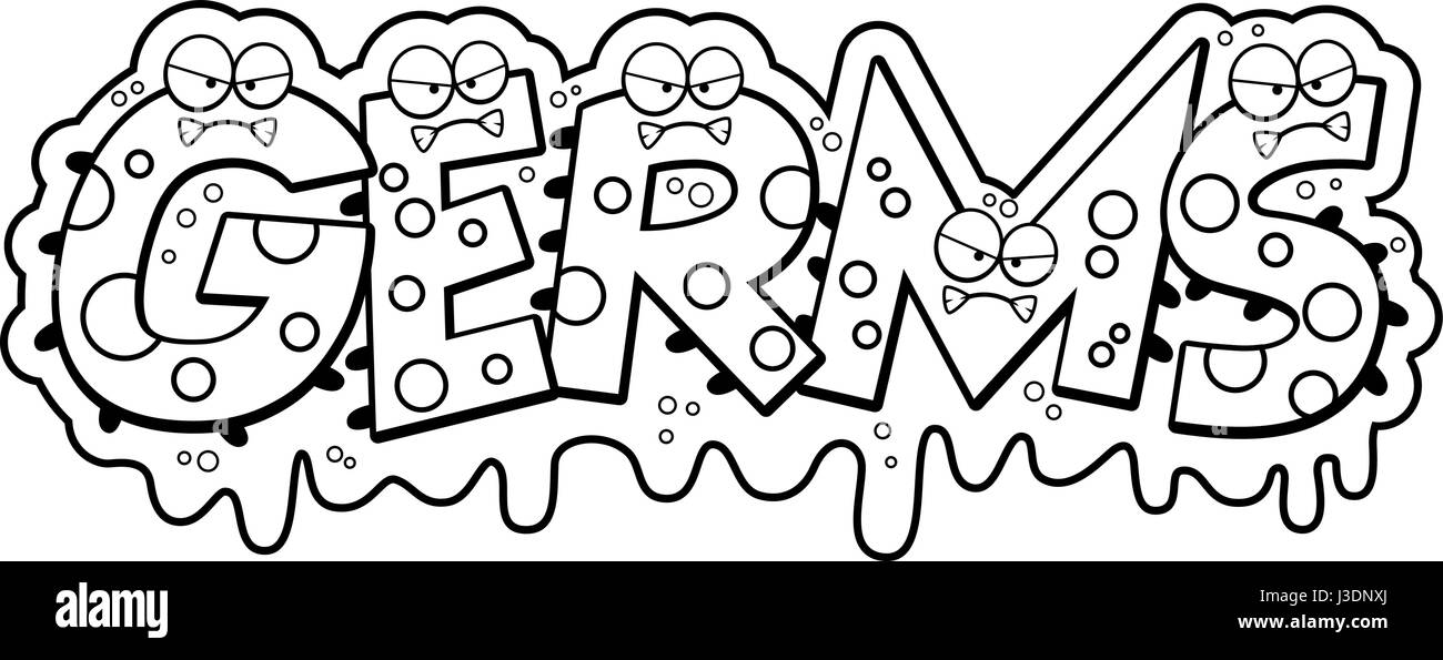 A cartoon illustration of the text Germs with a slimy germ theme Stock