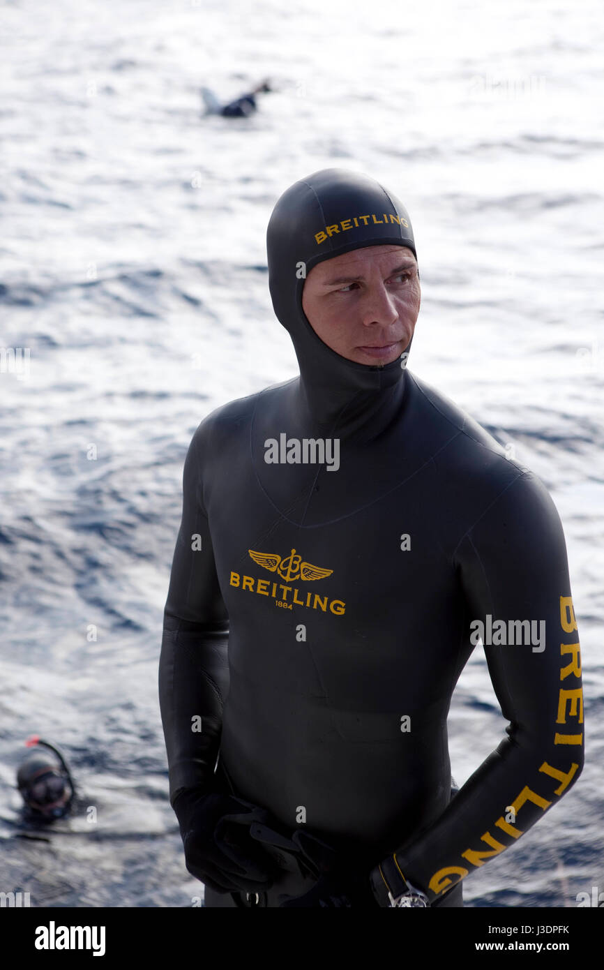 Freediving world record holder Herbert Nitsch at the training camp on
