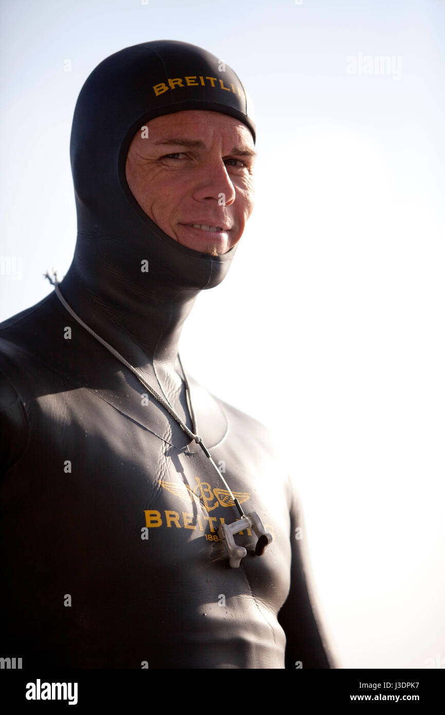Freediving world record holder Herbert Nitsch at the training camp on