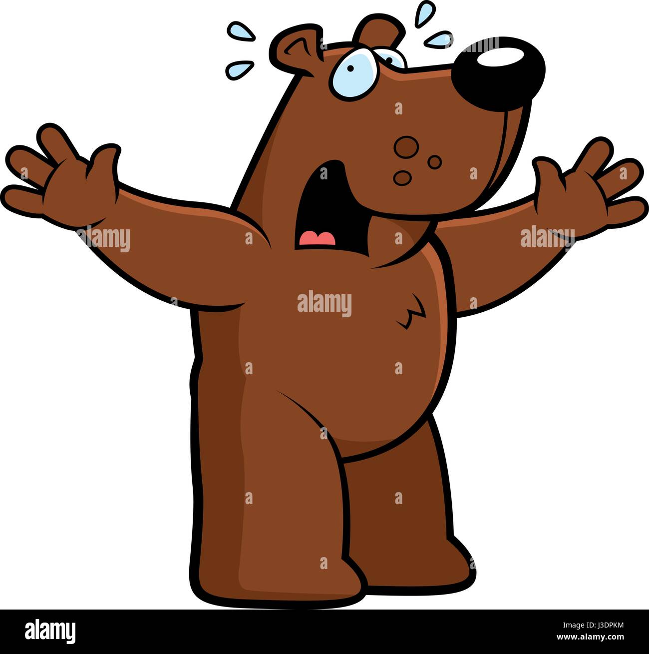 A cartoon illustration of a bear looking scared Stock Vector Image