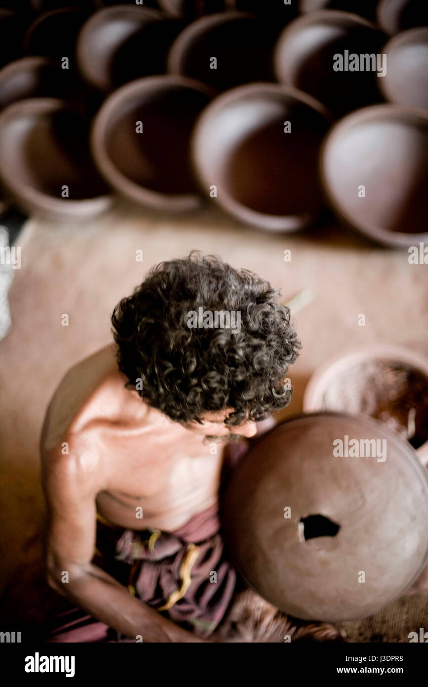 Traditional weaving mill at Cheruthuruthy, Kerala, India Stock Photo
