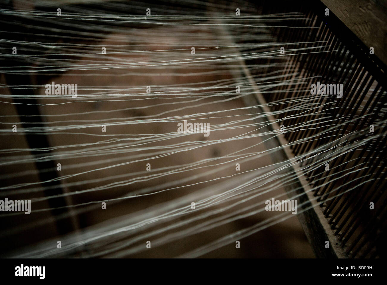 Traditional weaving mill at Cheruthuruthy, Kerala, India Stock Photo