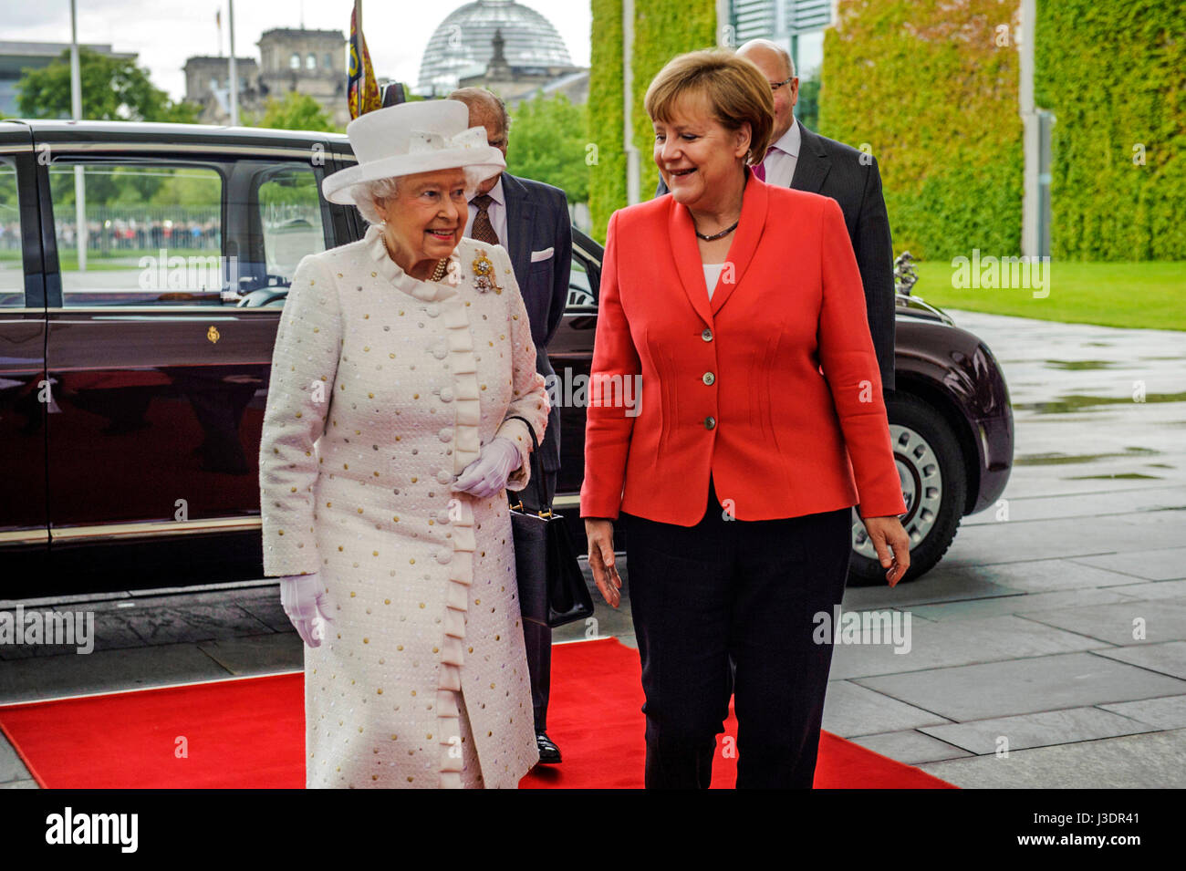 Elizabeth II and Merkel Stock Photo