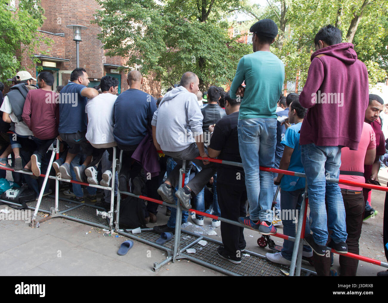 Asylum seeking refugees in Berlin, 2015 Stock Photo