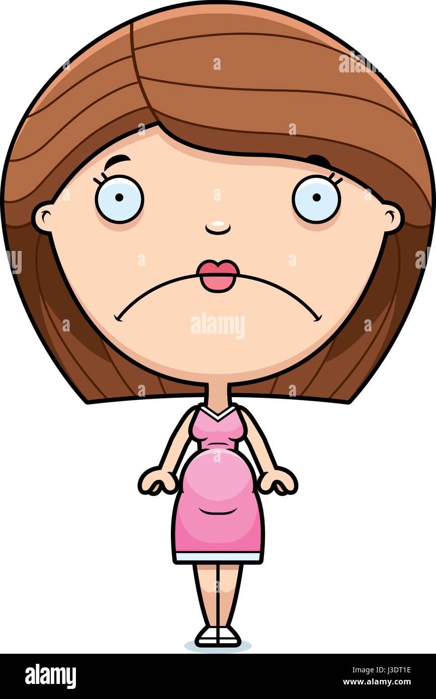 A cartoon illustration of a pregnant woman looking sad Stock Vector Image &  Art - Alamy