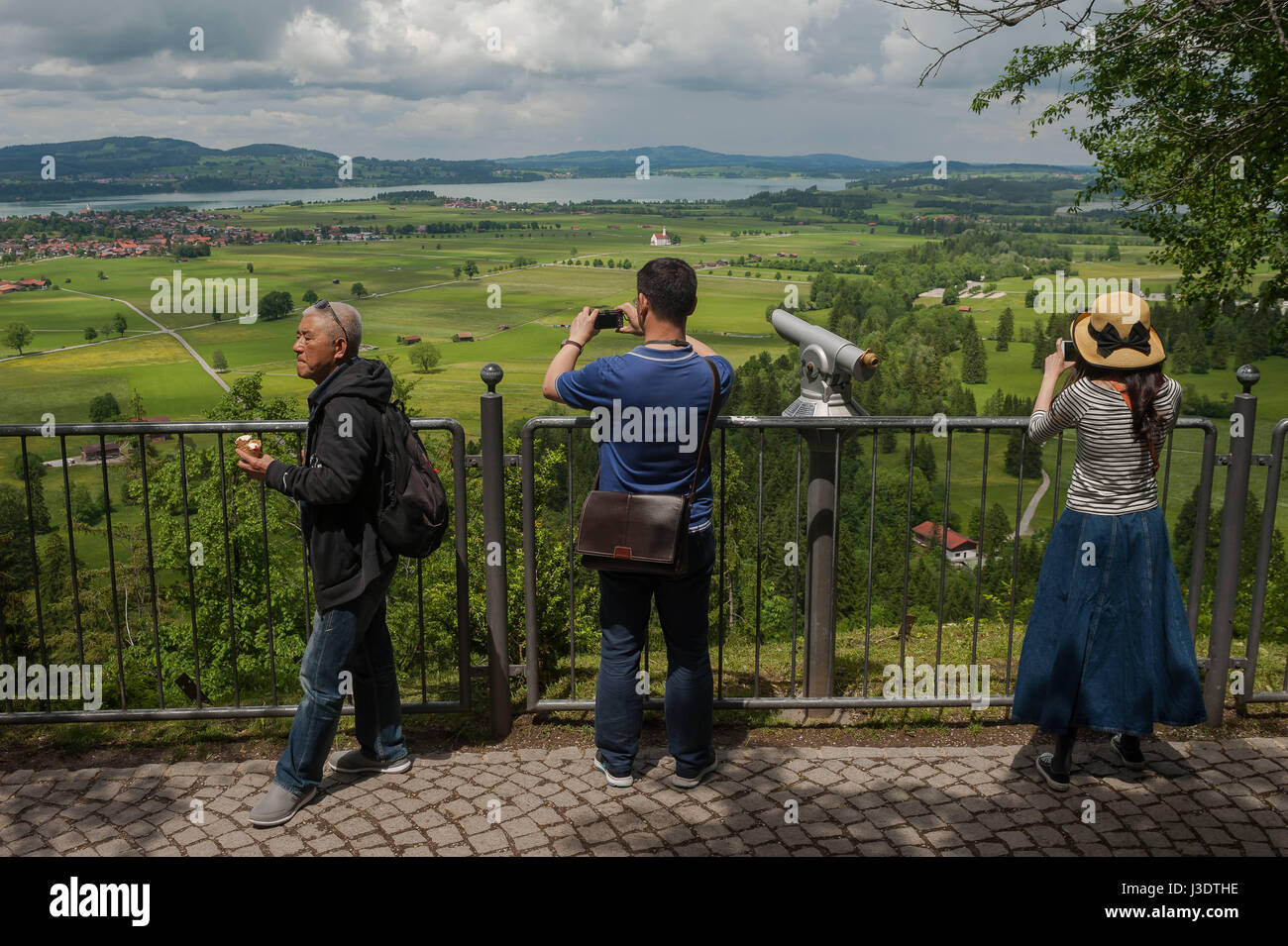 GERMANY. Bavaria. 2016. Tourists at Neuschwanstein Castle Stock Photo