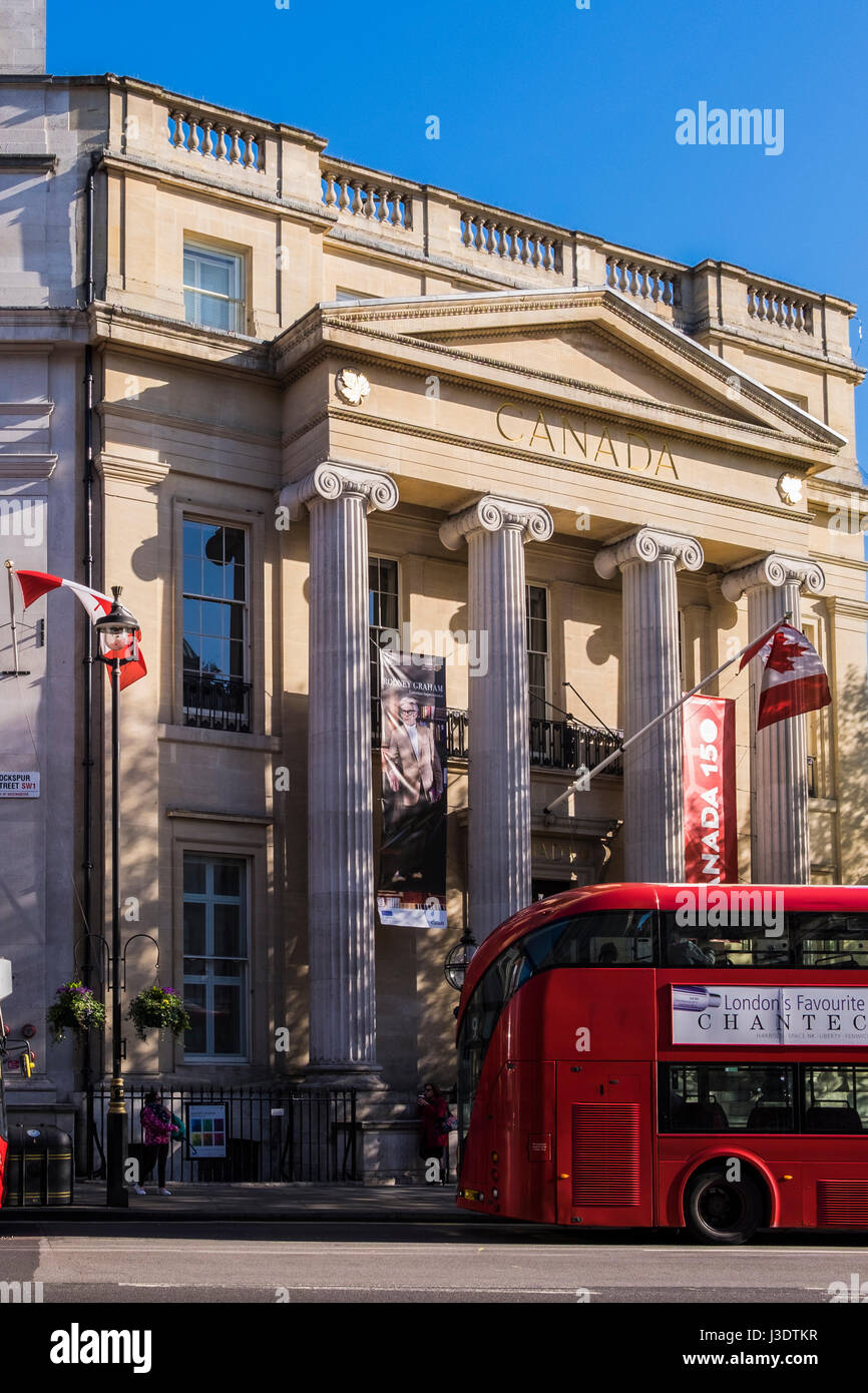 Canada House on Trafalgar Square, is the home of the High Commission of Canada in London, England, U.K. Stock Photo