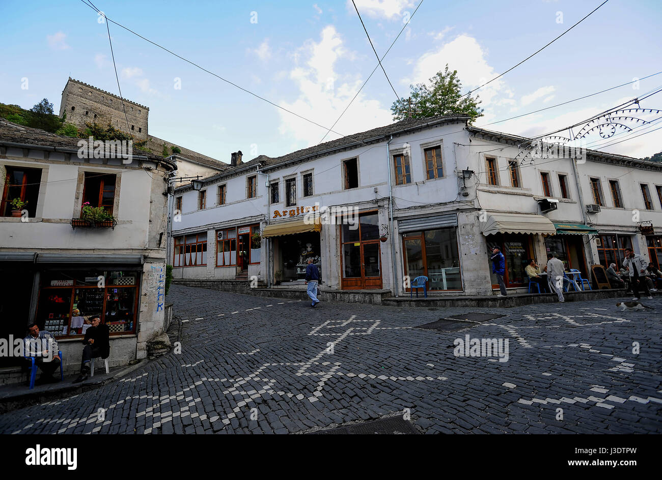 ALBANIA. Gjirokaster. 2011. Street scene in Gjirokaster Stock Photo