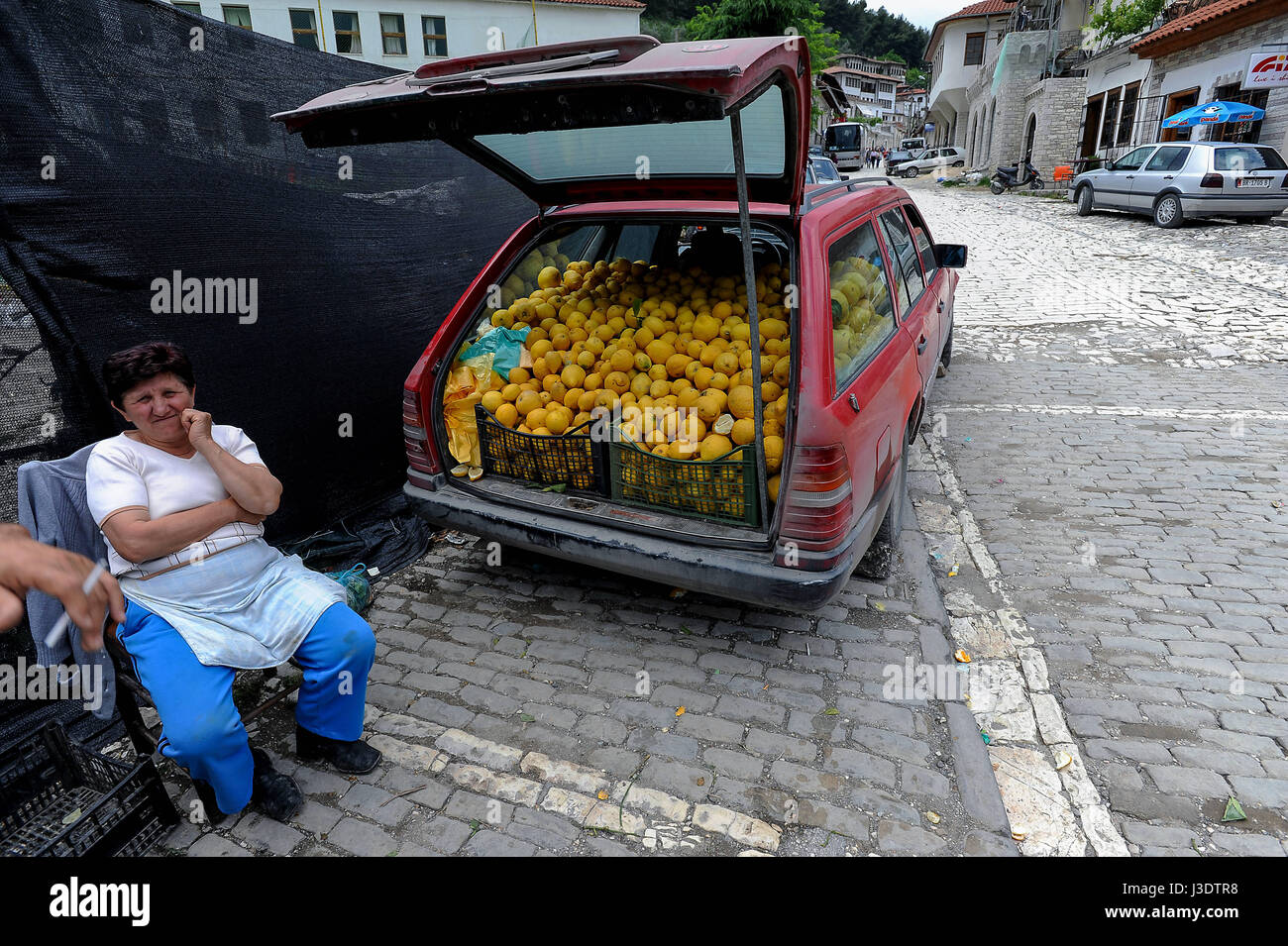 ALBANIA. Berat. 2011. Fruit seller Stock Photo