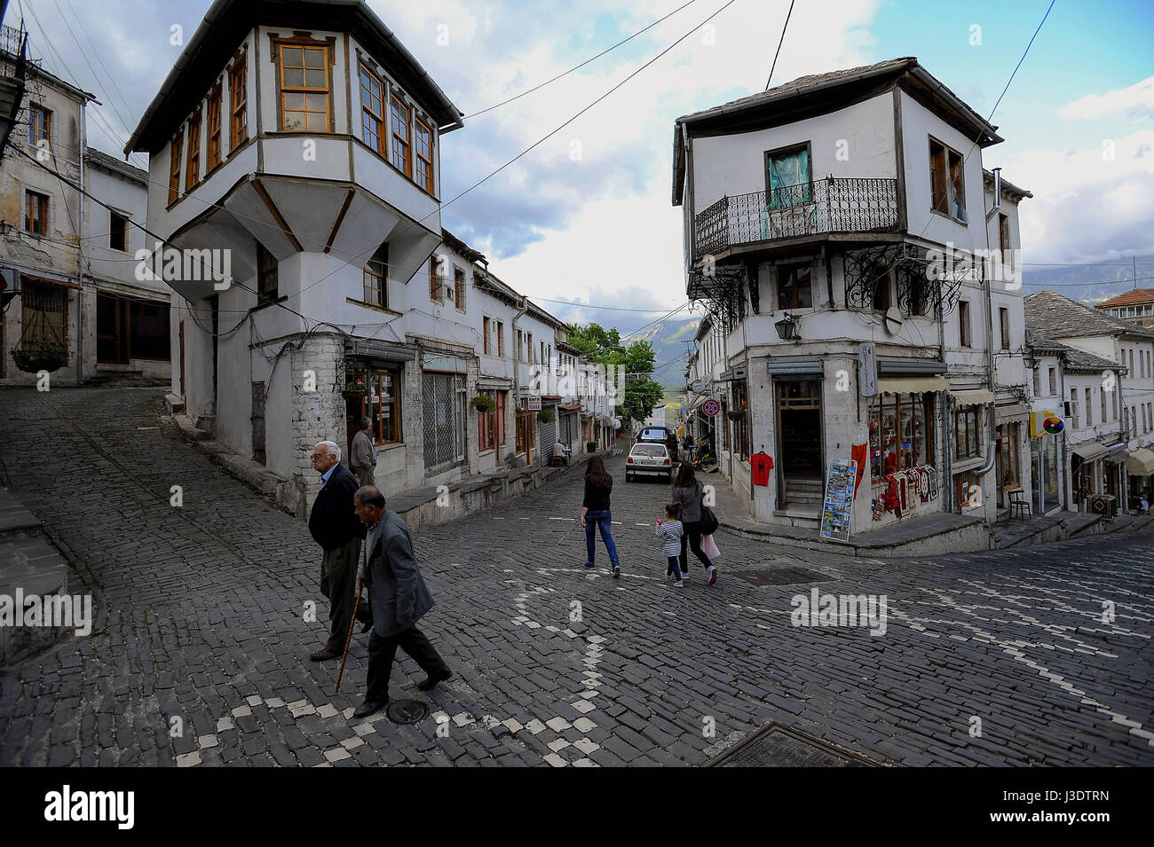 ALBANIA. Gjirokaster. 2011. Street scene in Gjirokaster Stock Photo
