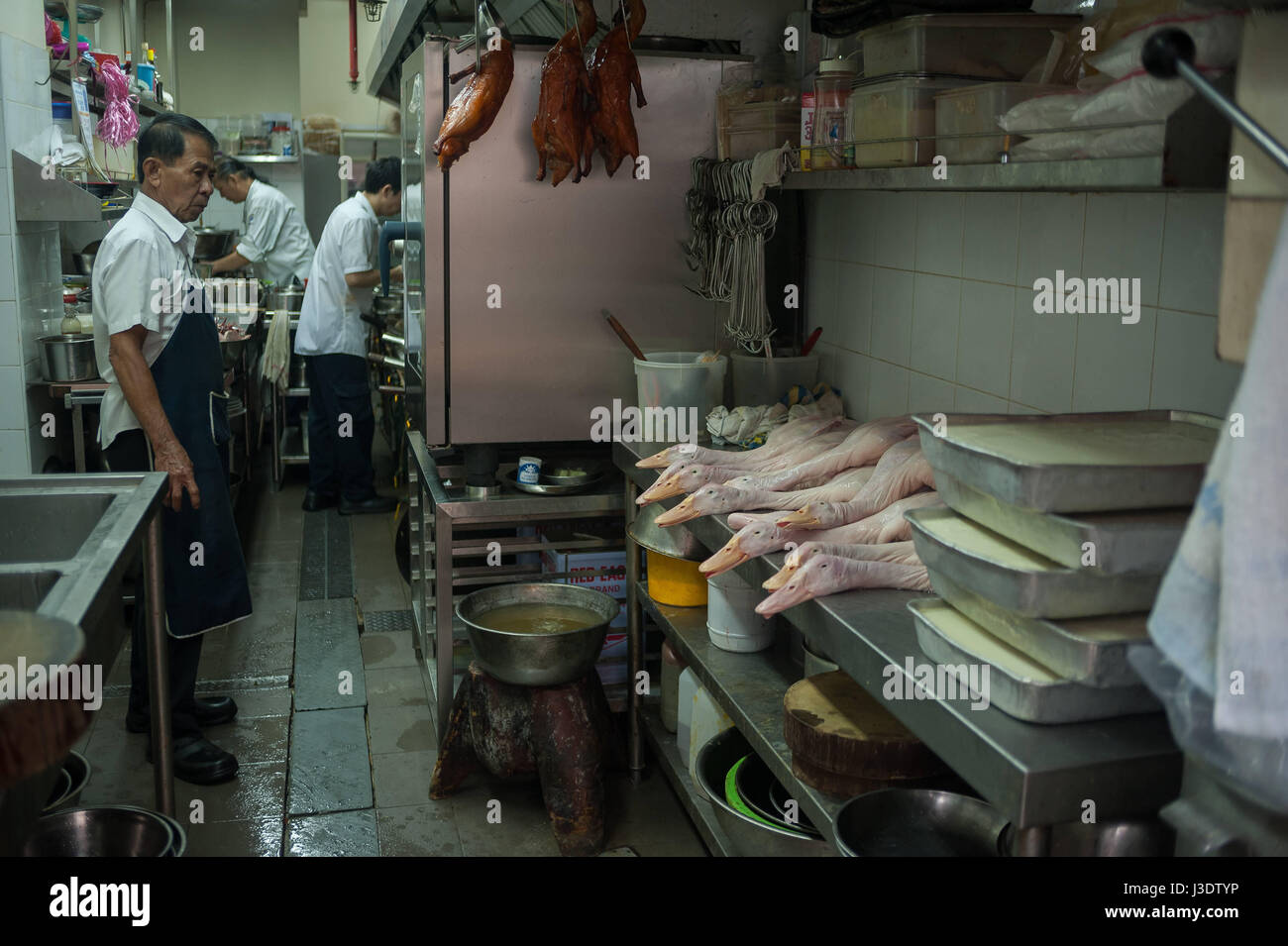 Singapore, Republic of Singapore, 2016, Restaurant kitchen in Chinatown Stock Photo