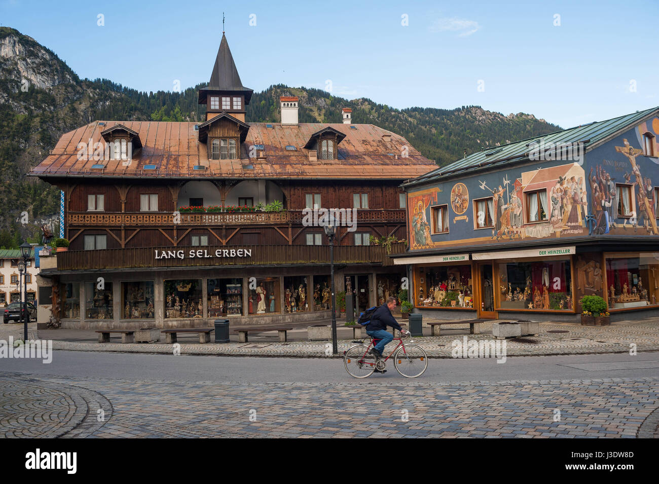 Townscape of Oberammergau, Bavaria, Germany, 2016 Stock Photo