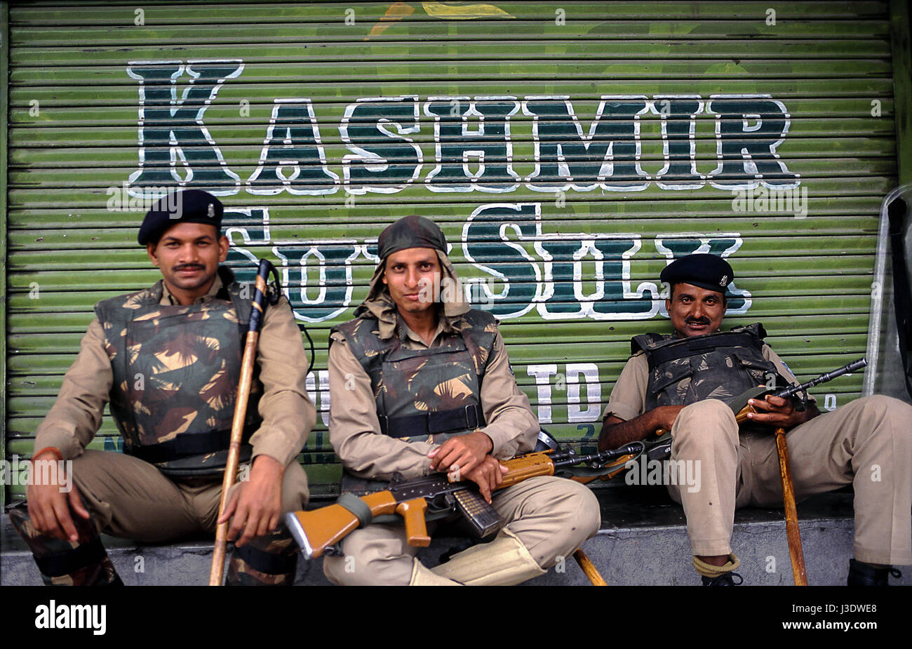 INDIA. Srinagar. 2010. Soldiers in Kashmir Stock Photo