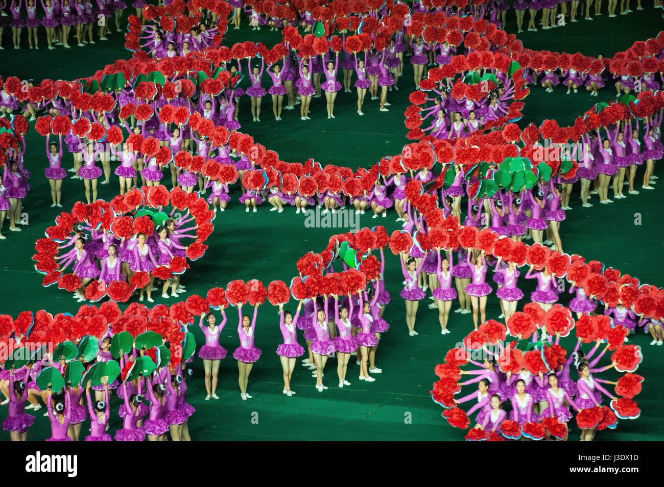 Pyongyang, North Korea, Asia, Dancers and acrobats at the Arirang Festival Stock Photo