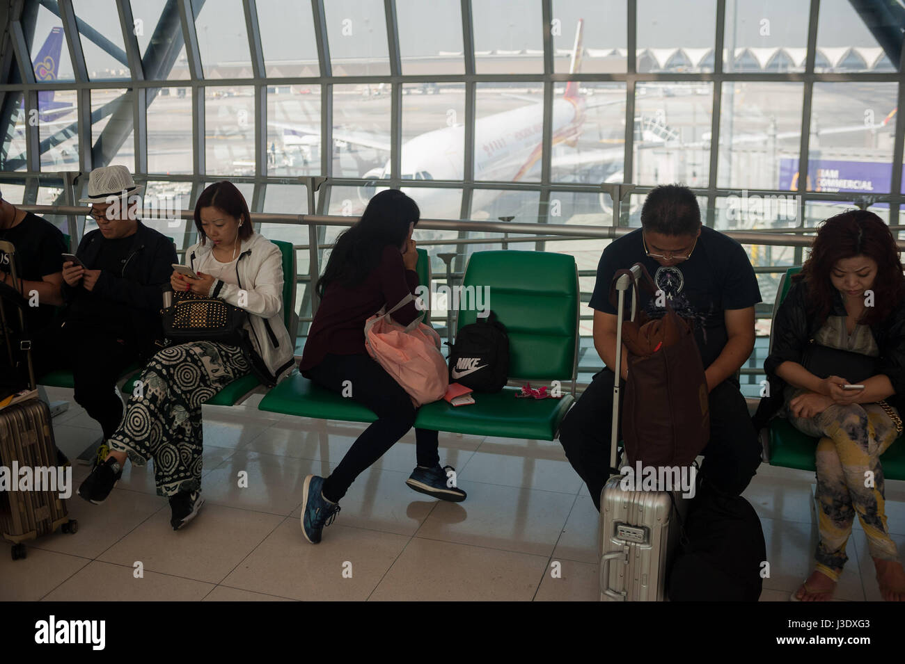 Bangkok, Thailand, Asia, Passengers at Suvarnabhumi Airport Stock Photo