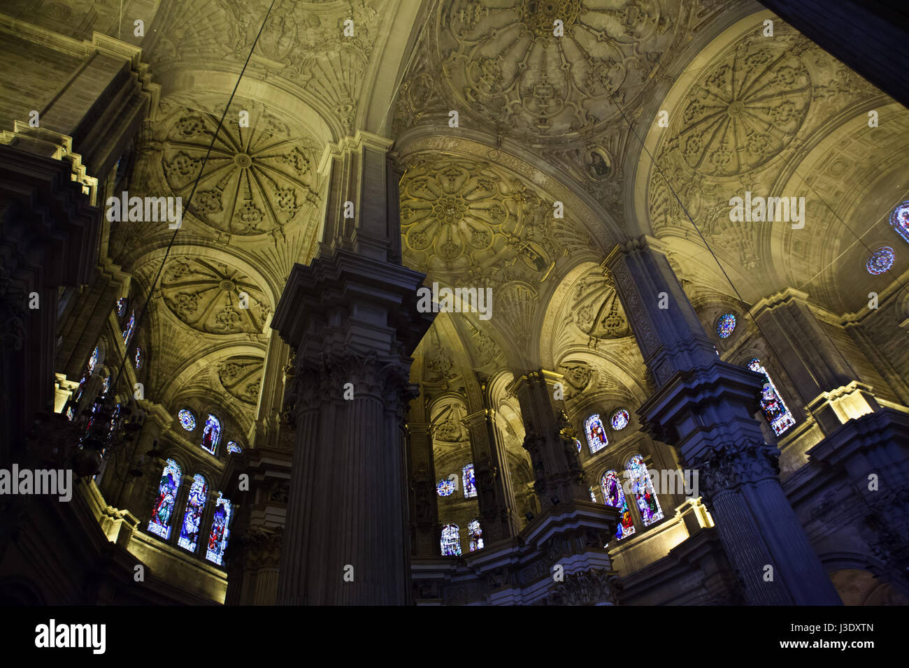 Interior of the Malaga Cathedral (Catedral de Malaga) in Malaga, Andalusia, Spain. Stock Photo