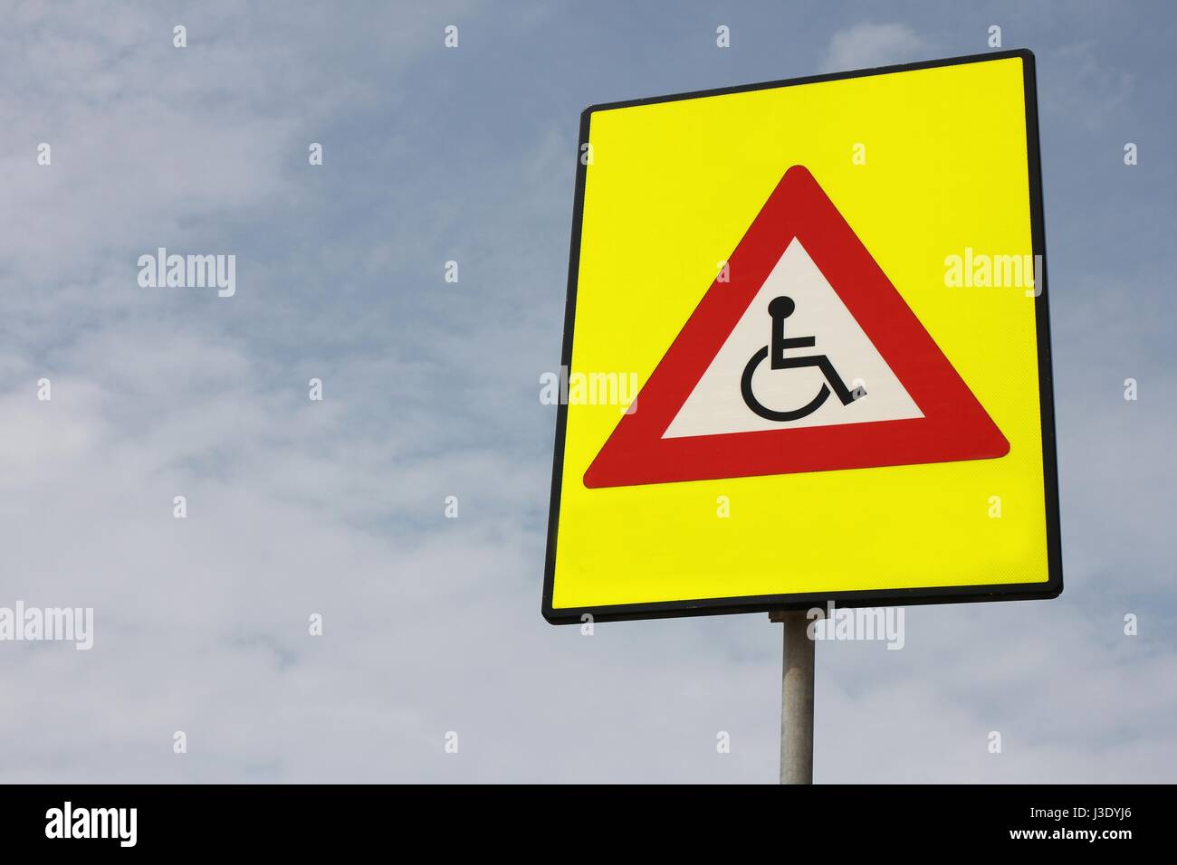 Dutch road sign: wheelchair user crossing Stock Photo