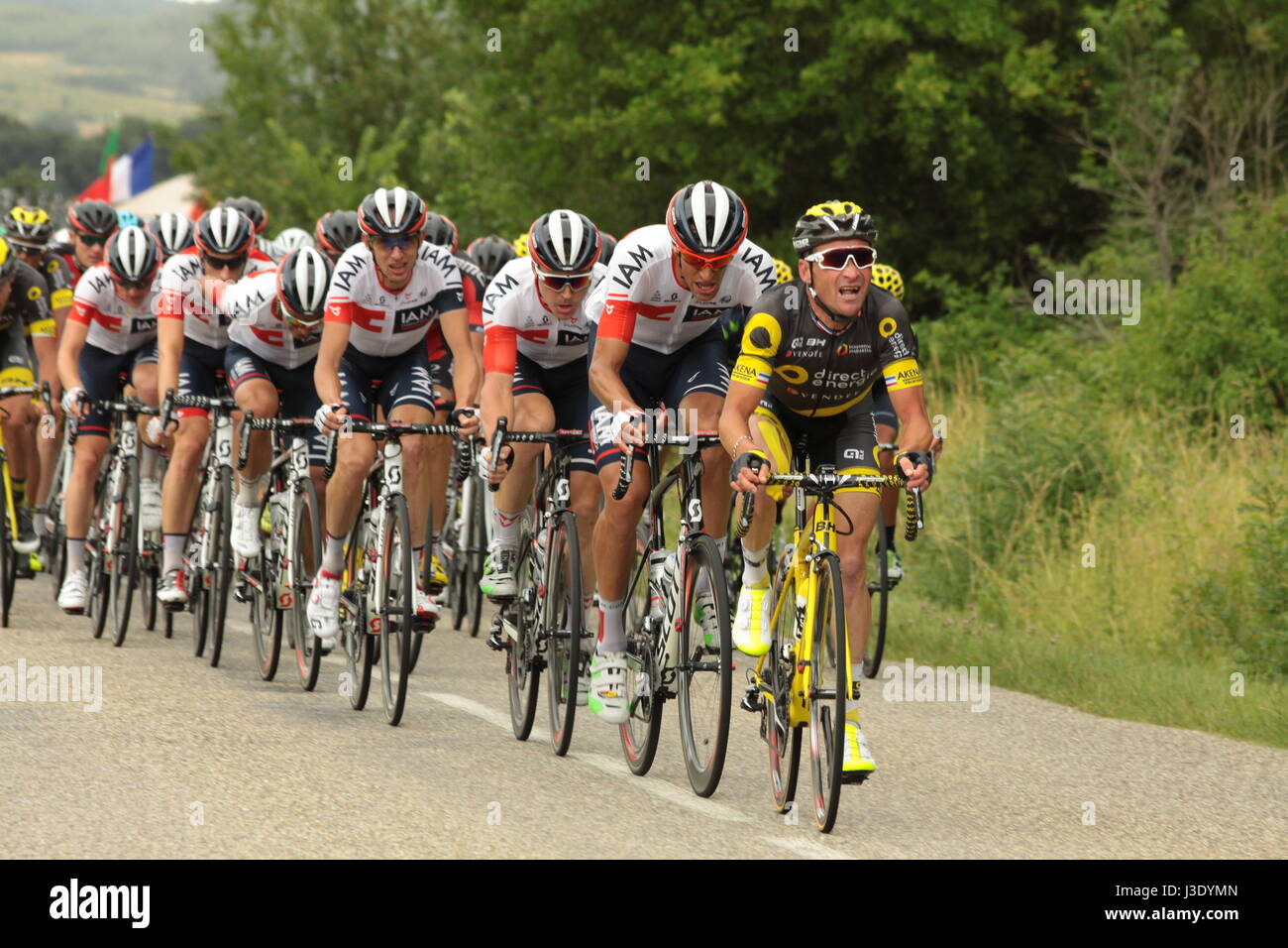 French cyclist Thomas Voeckler leads the breakaway in the Tour de France  Stock Photo - Alamy