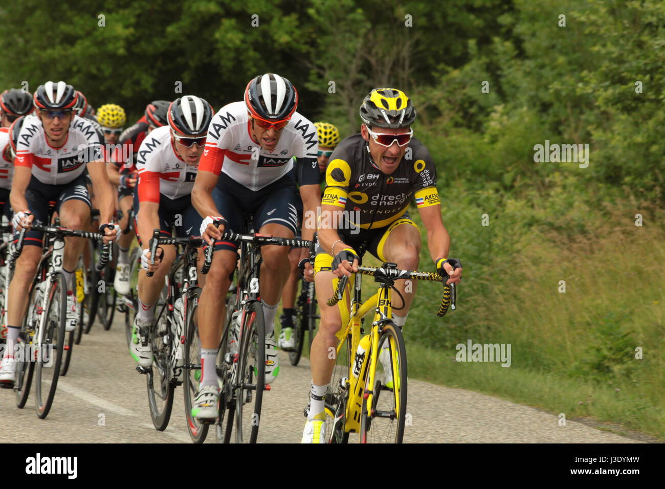 French cyclist Thomas Voeckler leads the breakaway in the Tour de France Stock Photo